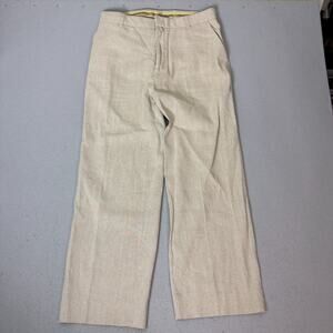 Island Soft Linen Blend Wide Leg Crop Pants Beige Size 36 Made in Italy